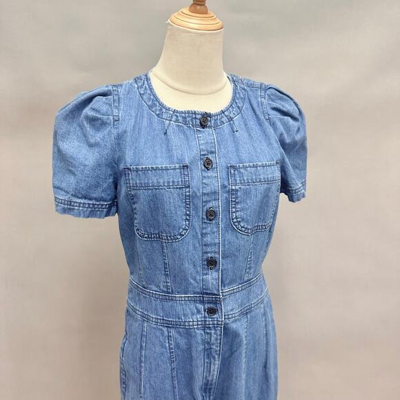 J. Crew Point Sure Patch-pocket utility jumpsuit in indigo denim Size 4 Wide Leg - Picture 8 of 16